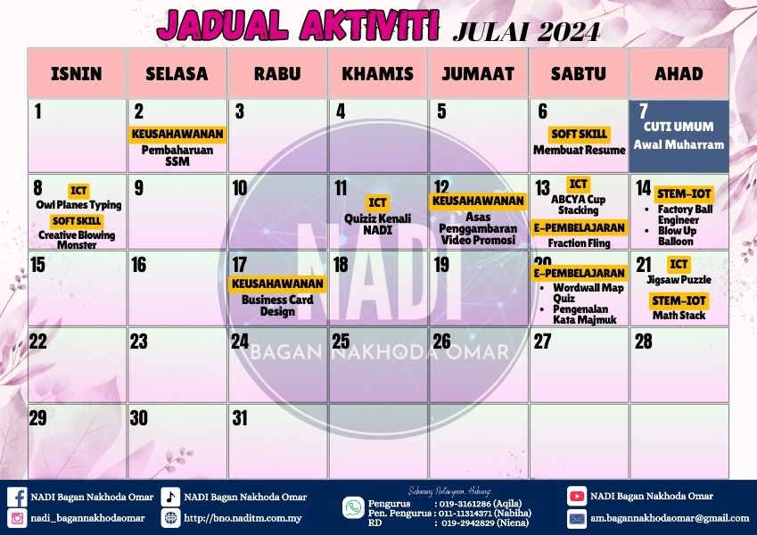 JADUAL JULAI 2024