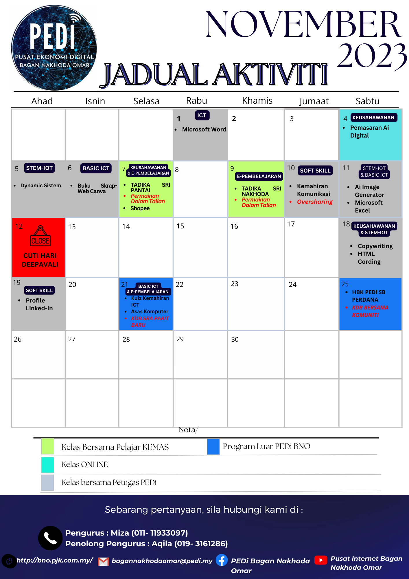 JADUAL NOVEMBER